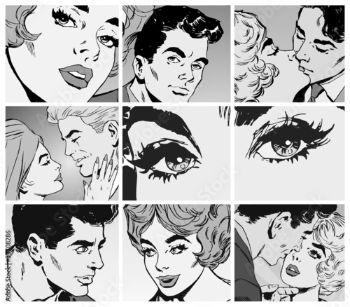 Naklejka na kafelki Coleccion de Ilustraciones, parejas de enamorados