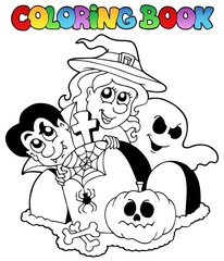 Poster - Coloring book Halloween topic 1