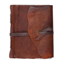 Leather Diary Book On White Background.