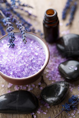 Wall Mural - herbal salt lavender and spa stones