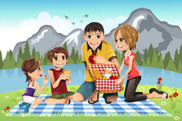 Wall Mural - Family picnic