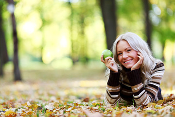 Poster - woman with green apple