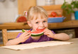 little girl with water melon