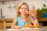 girl with peach