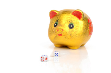 Poster - Piggy bank and dices