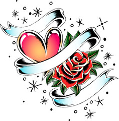 Wall Mural - fancy heart and rose design