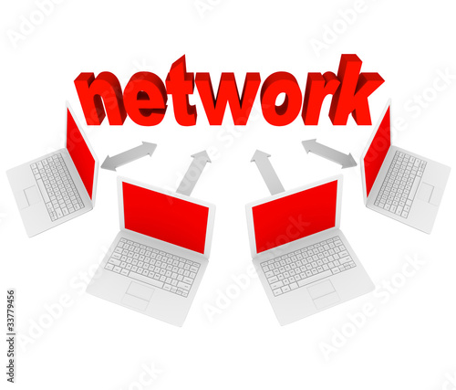 Network - Laptop Computers Linked in Social Connections