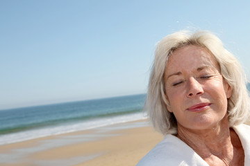 Sticker - Portrait of happy senior woman in spa resort