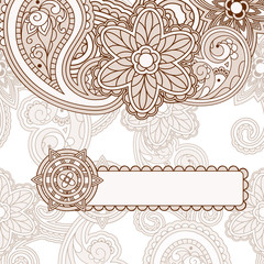 Poster - vector  paisley background with frame for your text