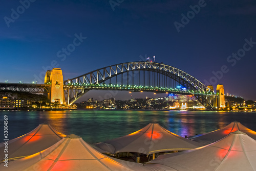 Obraz na płótnie canvas czteroczęściowy "tetraptyk" Okrągły nabrzeże - Sydney Harbour Bridge