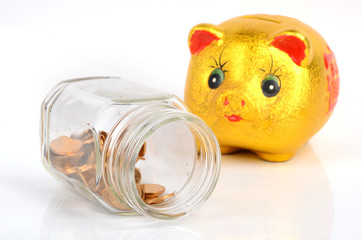 Poster - A money jar and piggy bank