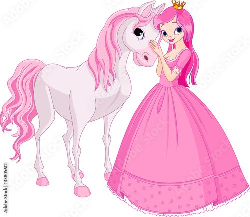 Naklejka dekoracyjna Beautiful princess and horse