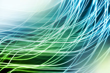 Abstract Blue Green Lines Flowing Background