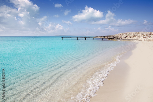 Tapeta ścienna Formentera plaża drewno molo turkus morze balearów