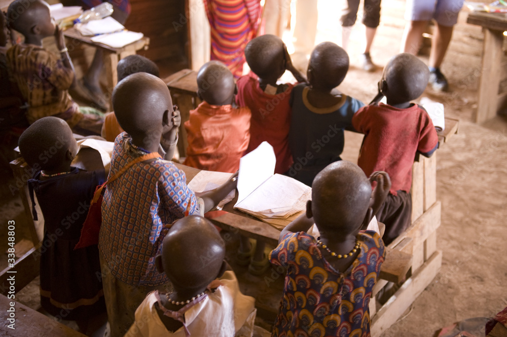 Masai children at school - obrazy, fototapety, plakaty 
