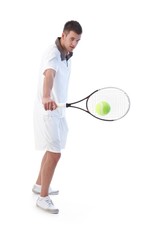 Wall Mural - Tennis player doing backhand stroke