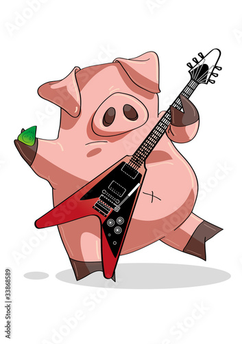 Plakat na papierze fotorealistycznym Maiale rock and roll