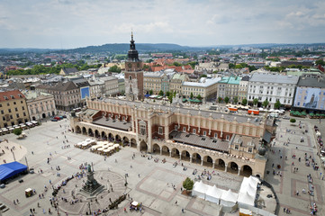 Old town in Krakow city panorama, Poland