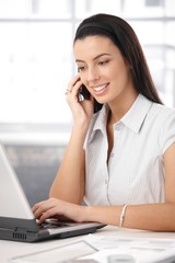 Canvas Print - Office girl busy working