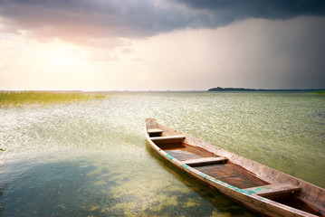 Naklejka na meble Lonely boat on lake