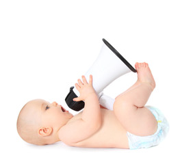 baby spielt mit megaphon