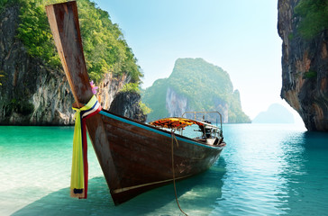 boat and islands in andaman sea Thailand