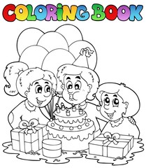 Wall Mural - Coloring book with party theme 2