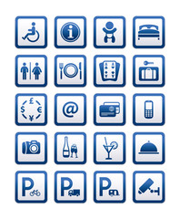  Symbols hotel services. Signs set motel services