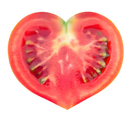  slice of tomato in the shape of heart