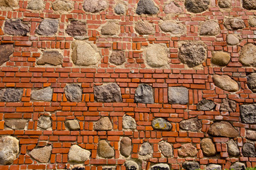 red bricks and stones wall background