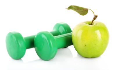 Sticker - Two green dumbbells isolated on white