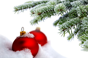 Christmas tree and red glass ball