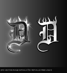 eps Vector image:initials（d） metallic fire logo II