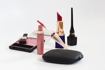 Cosmetics on a white background