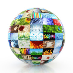 Wall Mural - Sphere made of a collection of photos