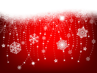 Wall Mural - Winter background with snowflakes and fir branches