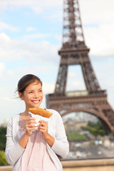 Paris woman and Eiffel Tower