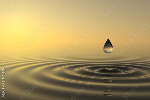 Foto-Doppelrollo - Zen drop falls into the water (von dampoint)