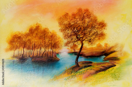 Obraz w ramie Landscapes on oil canvas