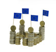 Euromünzen mit Europaflagge