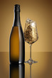 sparkling wine on gold background