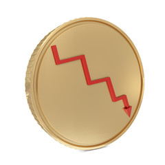 Wall Mural - Golden coin with red line