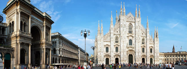 Fototapete - Duomo di Milano con galleria Vittorio Emanuele