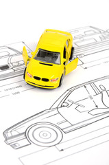 Wall Mural - Car blueprint