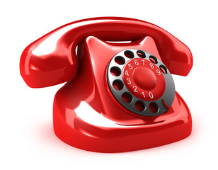 Red retro telephone, isolated on white. My own design