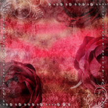 Romantic Vintage Background With  Dry Rose And Drops