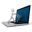 3d man and laptop online shopping , on white background