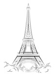 Fototapeta Boho - Vector drawing Eiffel Tower in Paris, France