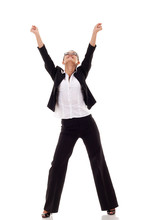 Businesswoman With Her Arms Raised