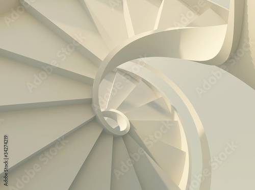 Naklejka dekoracyjna White spiral staircase
